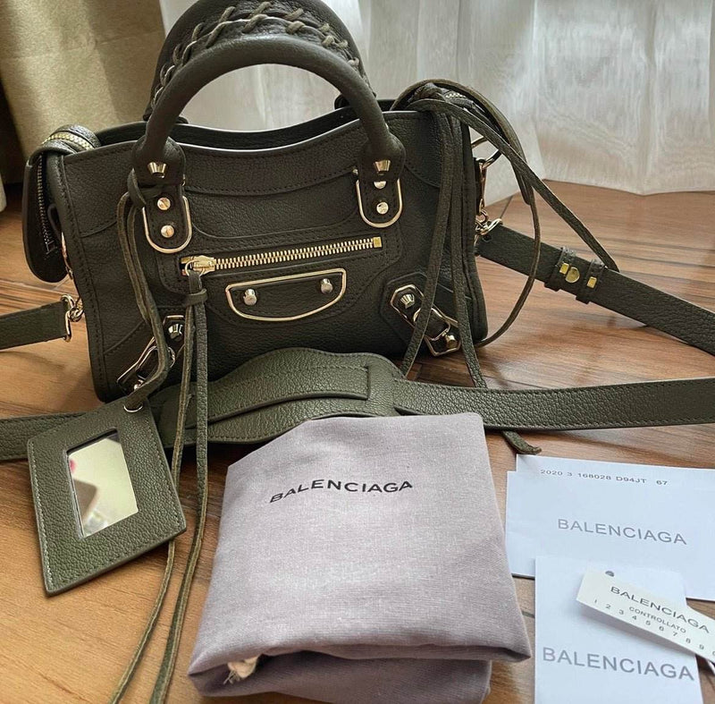 Balenciaga classic mini city bag 24 verty army authentic - Velouré