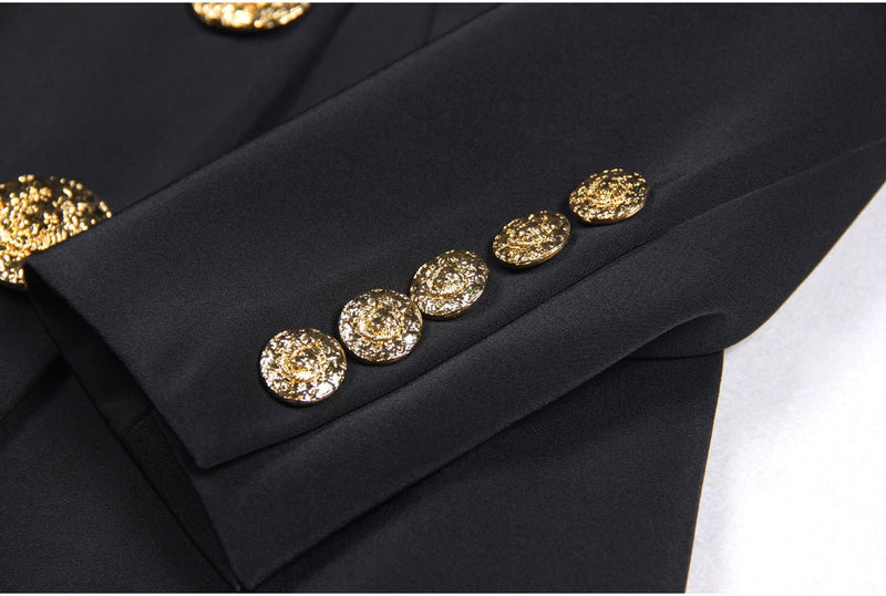 Button Long - Sleeved Suit Dress Jacket for Women - Velouré