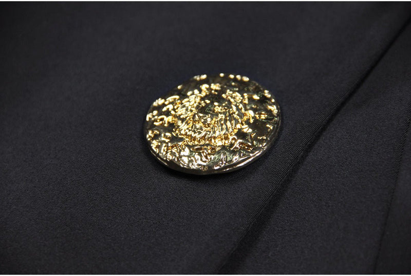 Button Long - Sleeved Suit Dress Jacket for Women - Velouré