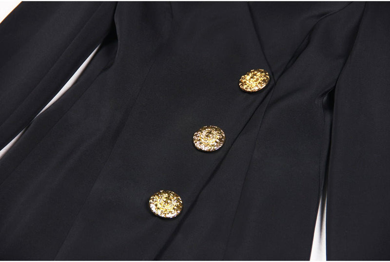 Button Long - Sleeved Suit Dress Jacket for Women - Velouré