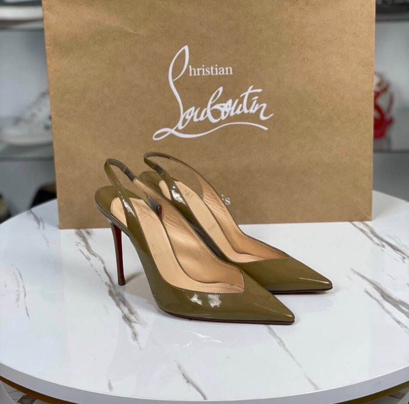 Christian Louboutin patent olive heels - Velouré
