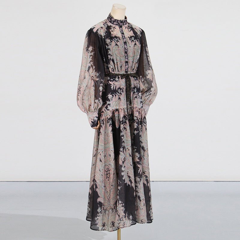 Floral Print Long Dress - Velouré