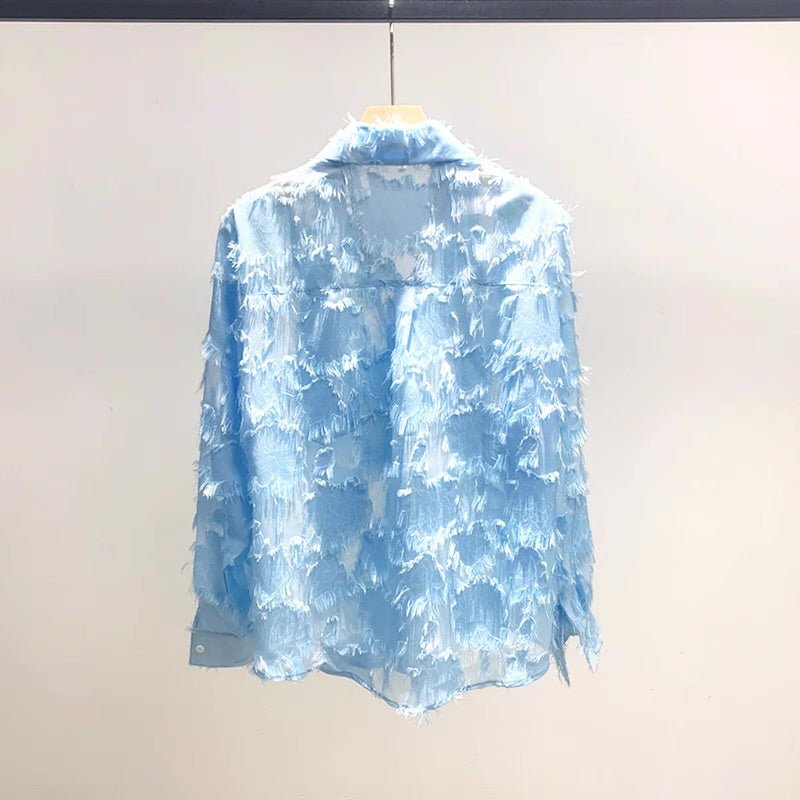 Mesh Jacquard Thin Shirt, - Velouré