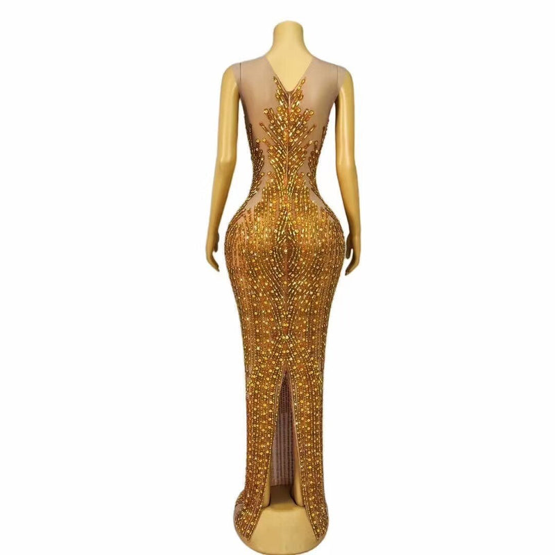 Orange Shiny slim dress - Velouré