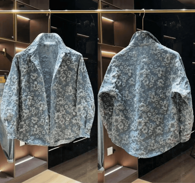 Romon embossed lapel shirt - Velouré