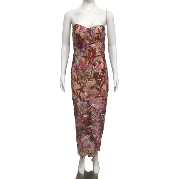 Sequin Embroider Sexy See - Through Tube Top Dress 2 - Velouré