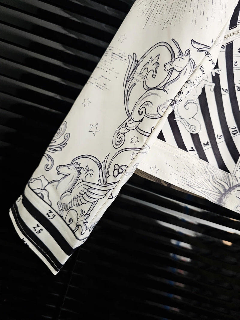 Starry Sky Letter Print Stand Collar Zipper Jacket - Velouré