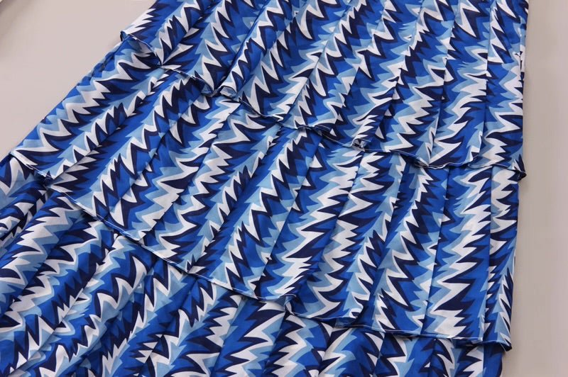 Tops Print Pleated Cake Skirt silm Elegant Women's Suit - Velouré