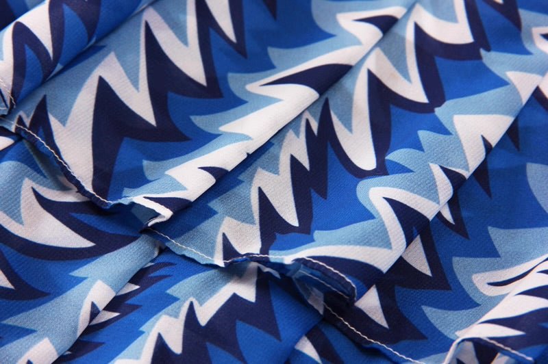 Tops Print Pleated Cake Skirt silm Elegant Women's Suit - Velouré