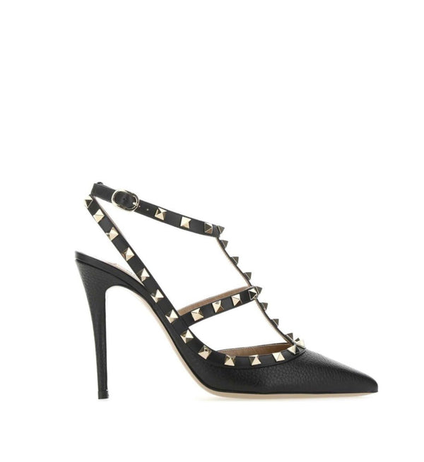 Valentino Garavani Black Leather Rockstud Pumps - Velouré